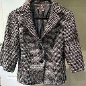 Ann Taylor Black and White Houndstooth Blazer